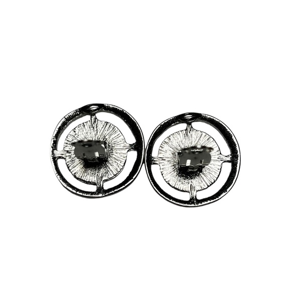 Silver Tone Abalone Shell Clip on Earrings - Picture 4 of 6